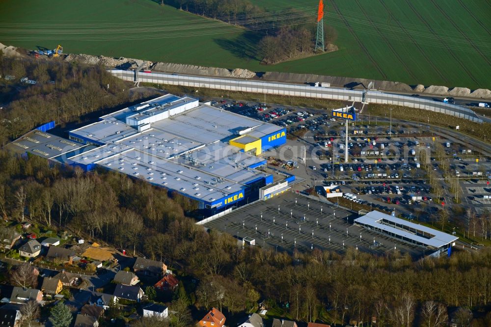 Hamburg from the bird's eye view: Building of the store - furniture market IKEA in the district Schnelsen in Hamburg, Germany