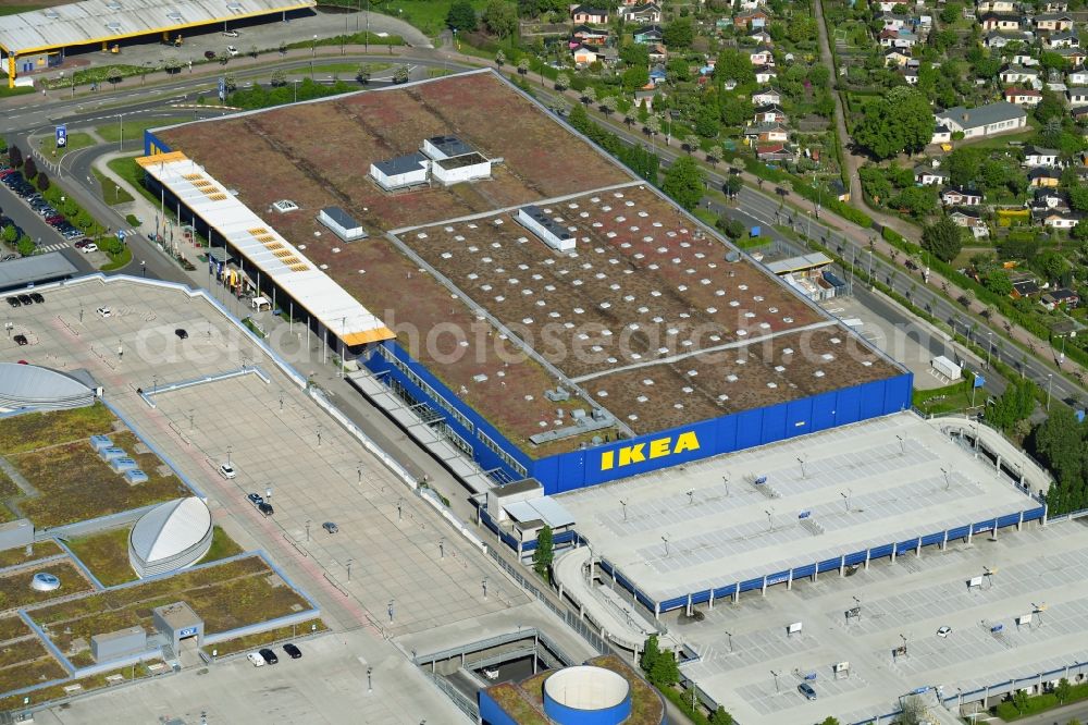 Dresden from the bird's eye view: Building of the store - furniture market IKEA on Peschelstrasse in the district Kaditz in Dresden in the state Saxony, Germany