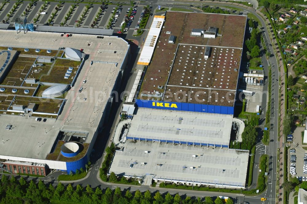 Dresden from above - Building of the store - furniture market IKEA on Peschelstrasse in the district Kaditz in Dresden in the state Saxony, Germany