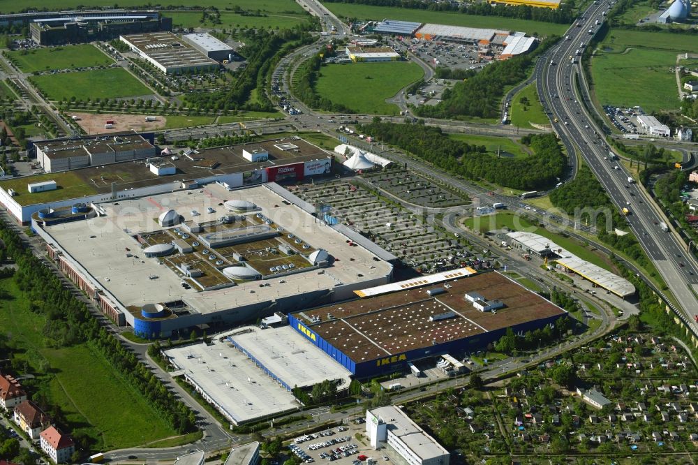 Aerial image Dresden - Building of the store - furniture market IKEA on Peschelstrasse in the district Kaditz in Dresden in the state Saxony, Germany