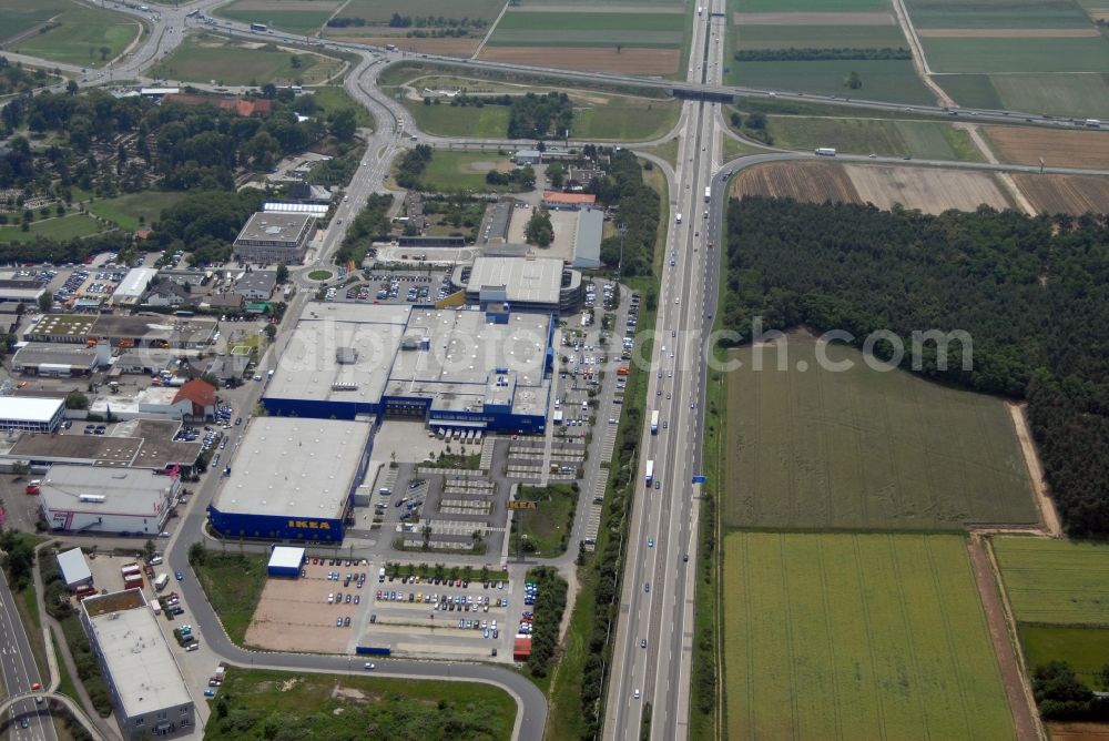 Aerial image Walldorf - Building of the store - furniture market IKEA in Walldorf in the state Baden-Wuerttemberg, Germany