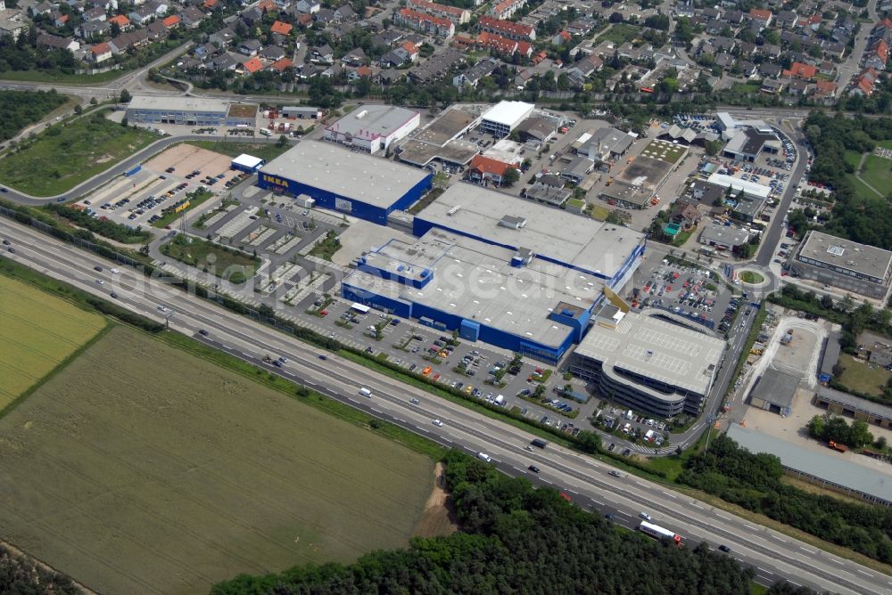 Aerial image Walldorf - Building of the store - furniture market IKEA in Walldorf in the state Baden-Wuerttemberg, Germany