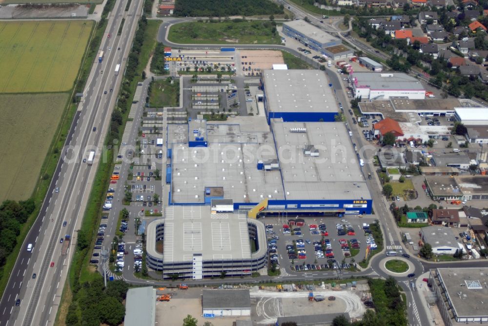 Aerial image Walldorf - Building of the store - furniture market IKEA in Walldorf in the state Baden-Wuerttemberg, Germany