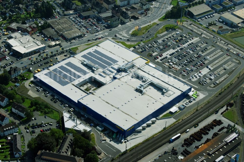 Aerial image Wetzlar - Building of the store - furniture market IKEA Wetzlar on Hermannsteiner Strasse in Wetzlar in the state Hesse, Germany