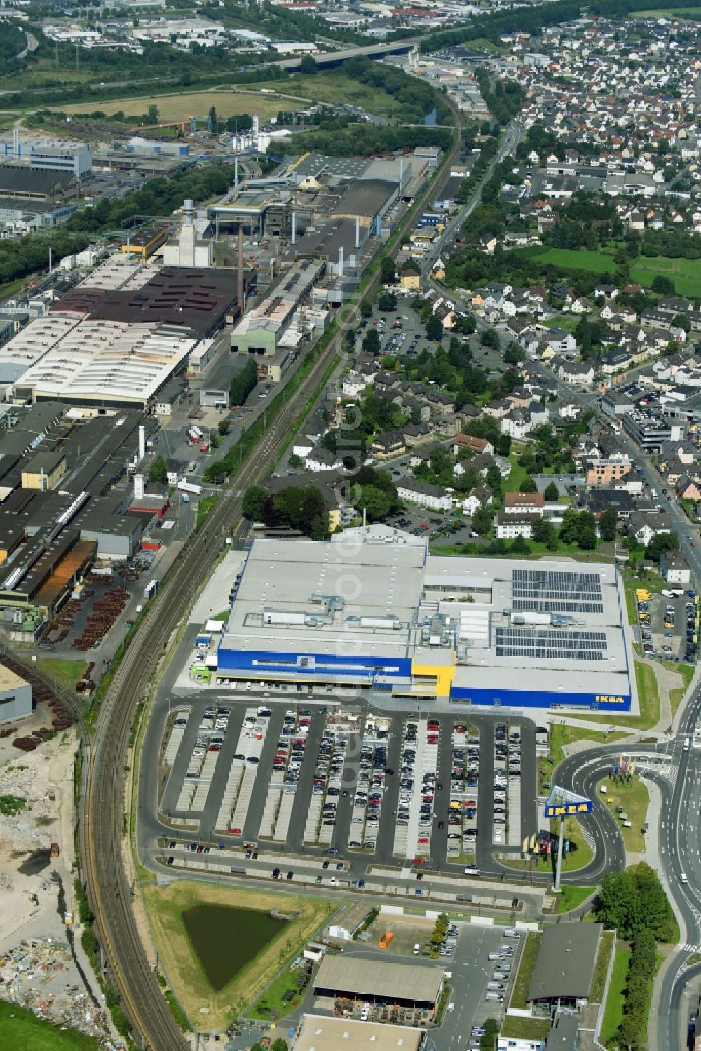 Aerial photograph Wetzlar - Building of the store - furniture market IKEA Wetzlar on Hermannsteiner Strasse in Wetzlar in the state Hesse, Germany