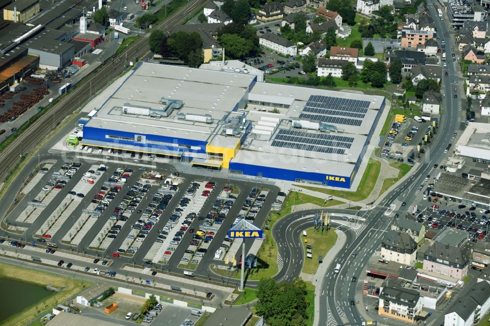 Wetzlar from the bird's eye view: Building of the store - furniture market IKEA Wetzlar on Hermannsteiner Strasse in Wetzlar in the state Hesse, Germany