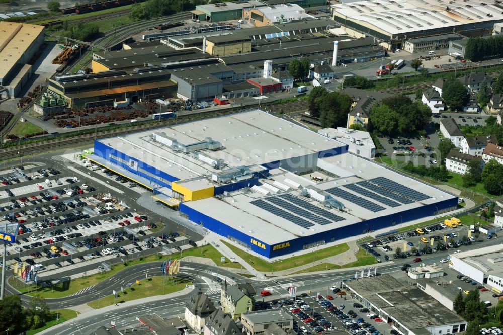 Aerial image Wetzlar - Building of the store - furniture market IKEA Wetzlar on Hermannsteiner Strasse in Wetzlar in the state Hesse, Germany