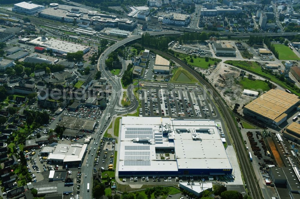 Aerial image Wetzlar - Building of the store - furniture market IKEA Wetzlar on Hermannsteiner Strasse in Wetzlar in the state Hesse, Germany