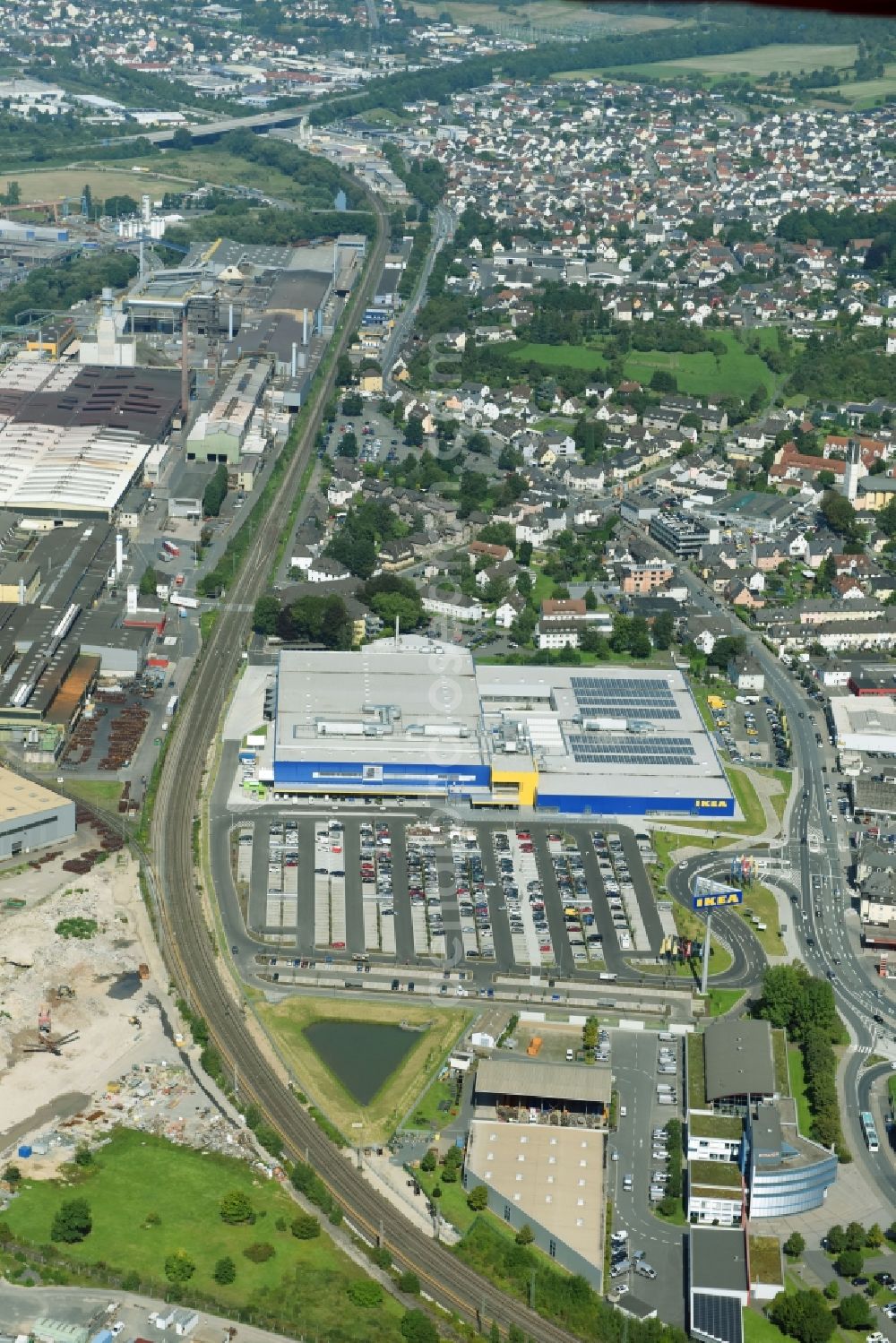 Wetzlar from above - Building of the store - furniture market IKEA Wetzlar on Hermannsteiner Strasse in Wetzlar in the state Hesse, Germany