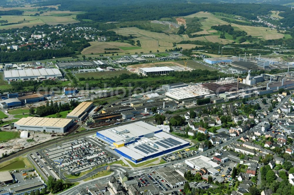 Aerial image Wetzlar - Building of the store - furniture market IKEA Wetzlar on Hermannsteiner Strasse in Wetzlar in the state Hesse, Germany