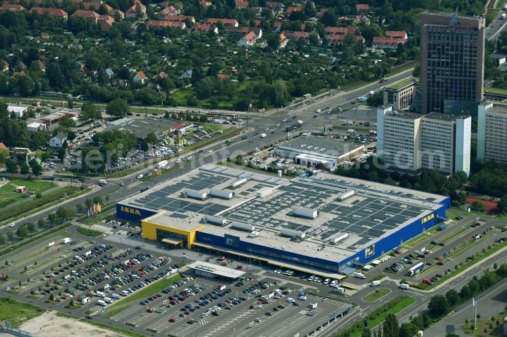 Aerial photograph Berlin - Building of the store - furniture market KEA Moebel & Einrichtungshaus Berlin-Lichtenberg on Landsberger Allee in the district Lichtenberg in Berlin, Germany