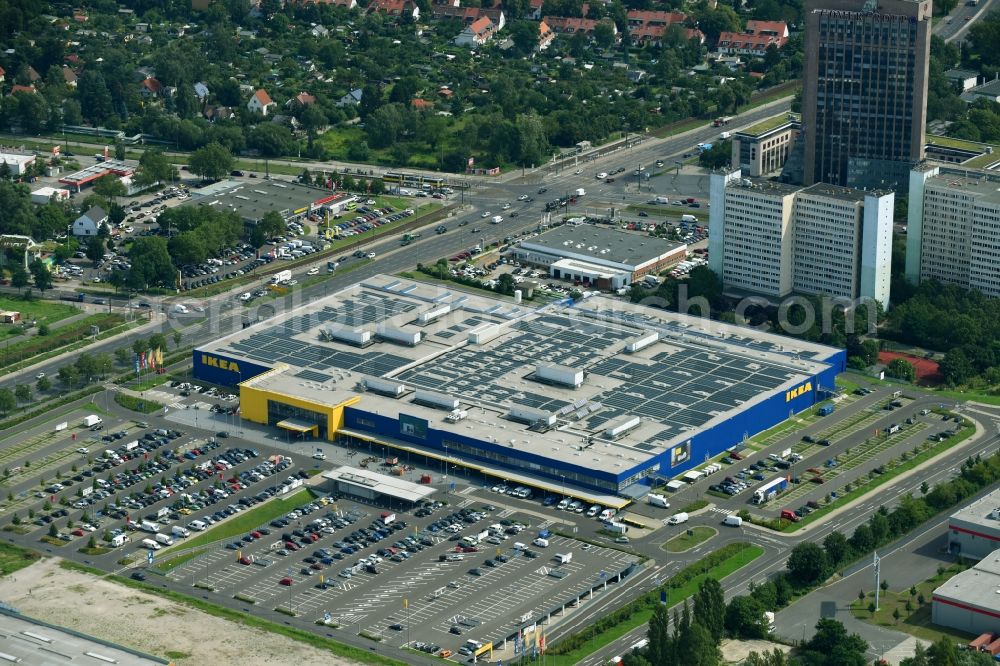 Berlin from the bird's eye view: Building of the store - furniture market KEA Moebel & Einrichtungshaus Berlin-Lichtenberg on Landsberger Allee in the district Lichtenberg in Berlin, Germany