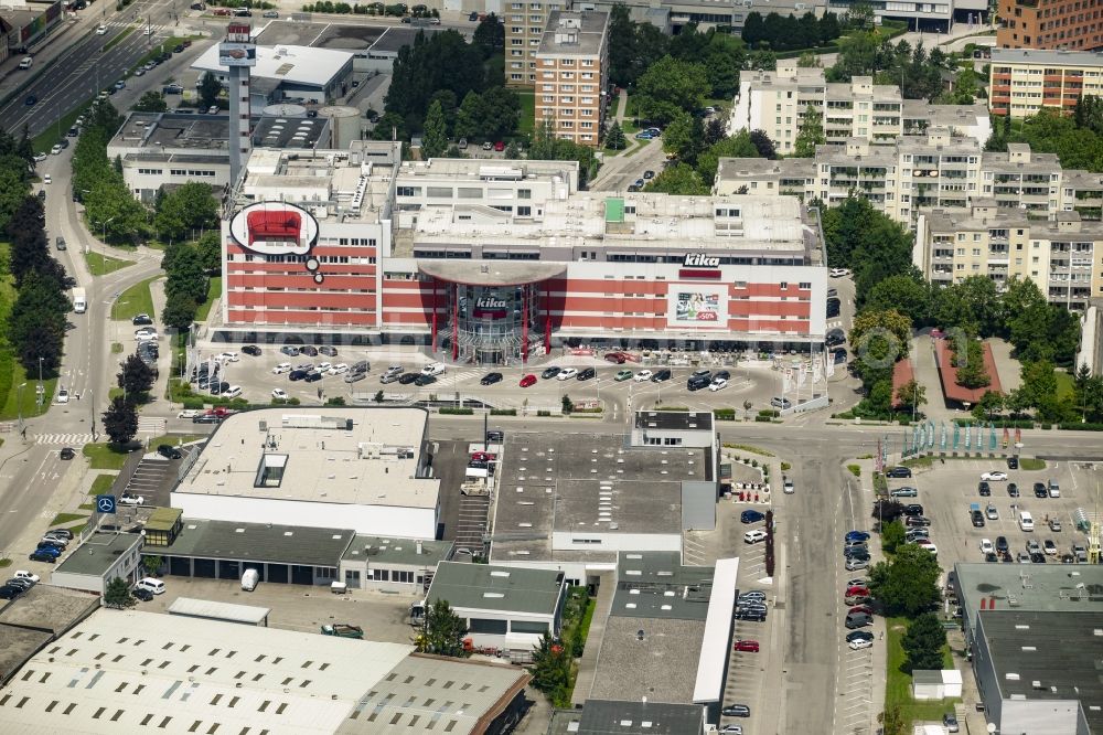 Aerial image Sankt Pölten - Building of the furniture store KIKA on Anton-Scheiblin-Gasse in Sankt Poelten in Lower Austria, Austria