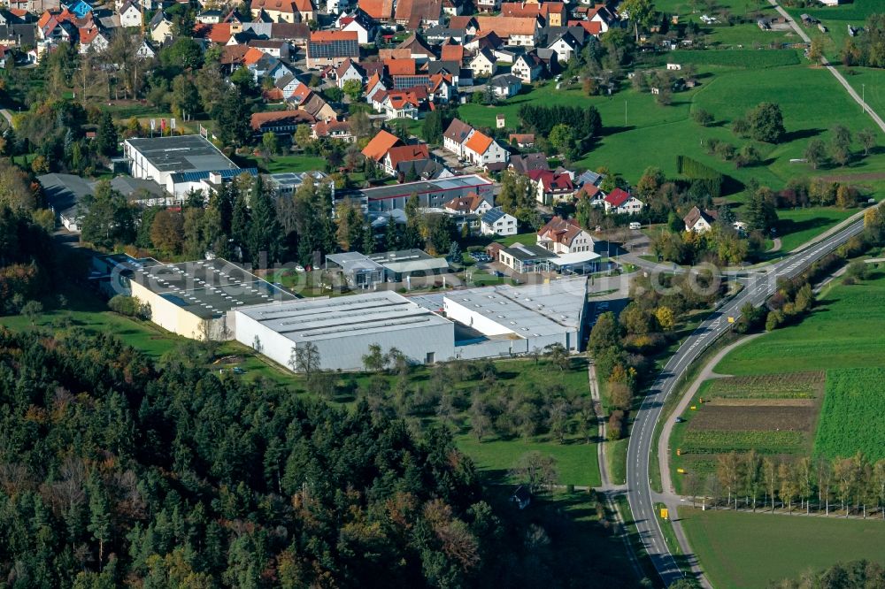 Weildorf from the bird's eye view: Building of the store - furniture market kmarkt in Owingen in Weildorf in the state Baden-Wurttemberg, Germany