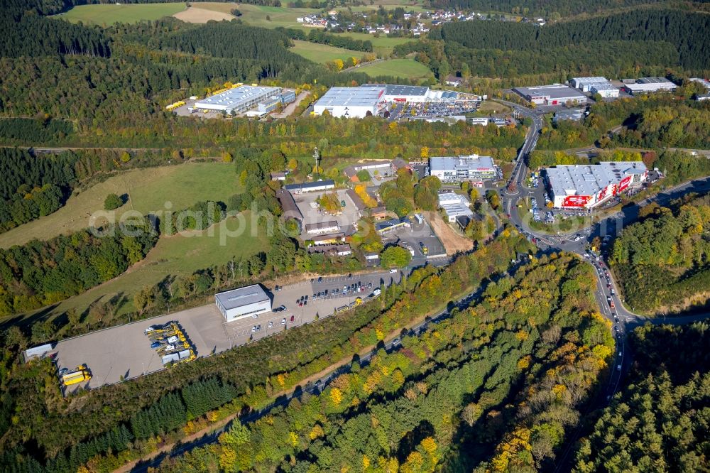 Aerial image Freudenberg - Building of the store - furniture market Moebel Zimmermann GmbH und Co. KG an der Buehler Hoehe in Freudenberg in the state North Rhine-Westphalia