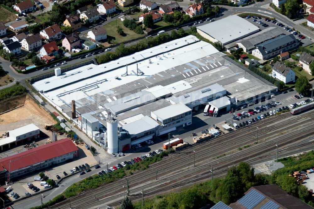 Aerial image Lauda-Königshofen - Building of the store - furniture market Peter Ruppel GmbH & Co. KG in the Bahnhofstrasse in Lauda-Koenigshofen in the state Baden-Wurttemberg, Germany