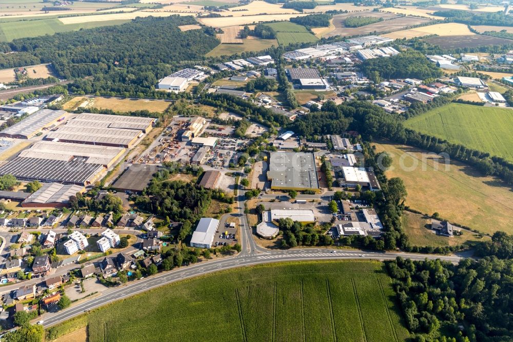 Aerial image Ahlen - Building of the store - furniture market POCO Einrichtungsgesellschaft Ahlen mbH on Kruppstrasse in Ahlen in the state North Rhine-Westphalia, Germany