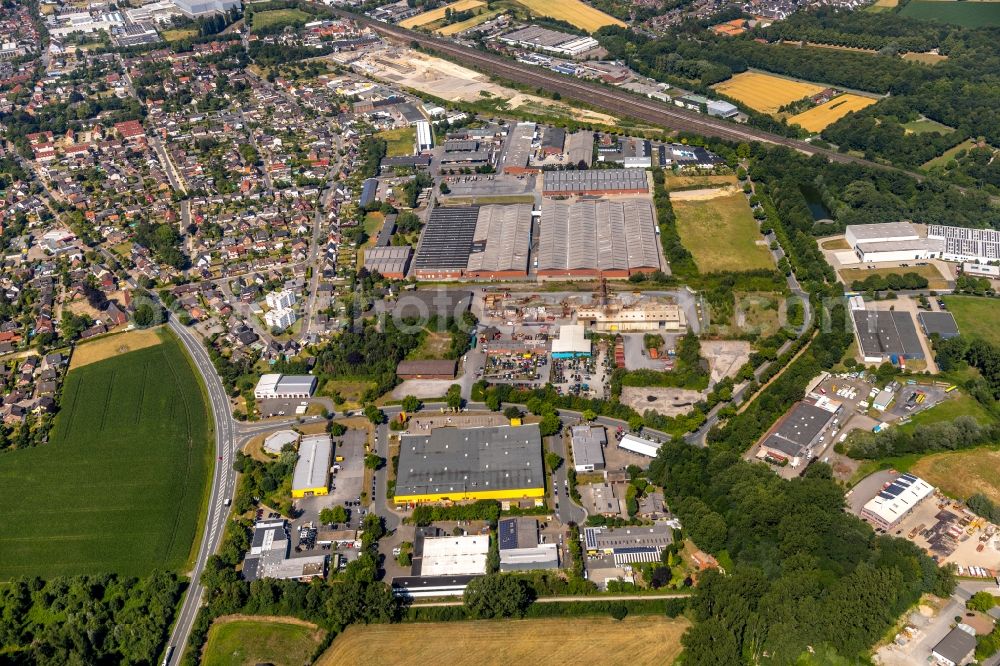 Aerial image Ahlen - Building of the store - furniture market POCO Einrichtungsgesellschaft Ahlen mbH on Kruppstrasse in Ahlen in the state North Rhine-Westphalia, Germany