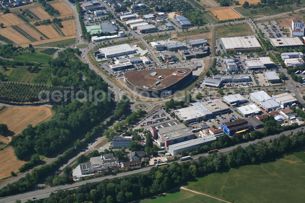 Aerial image Binzen - Building of the store - furniture market Wohnpark Binzen on Konrad-Zuse-Strasse in Binzen in the state Baden-Wurttemberg, Germany