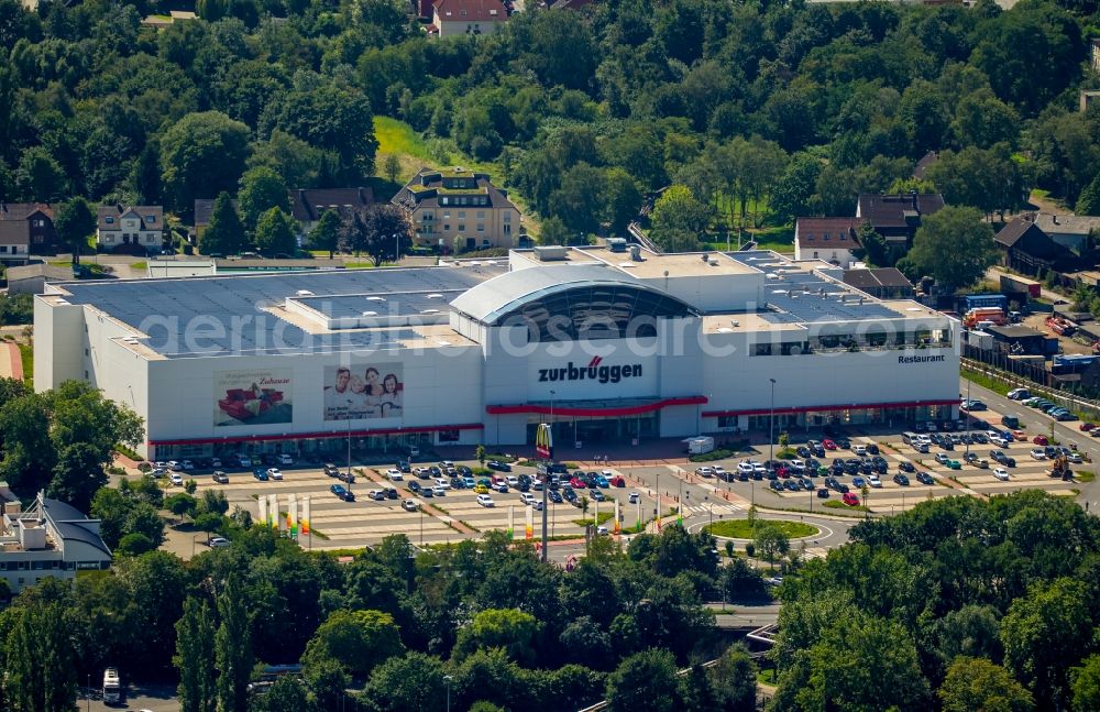 Herne from the bird's eye view: Building of the store - furniture market Zurbrueggen Wohn-Zentrum GmbH & Co. KG in Herne in the state North Rhine-Westphalia