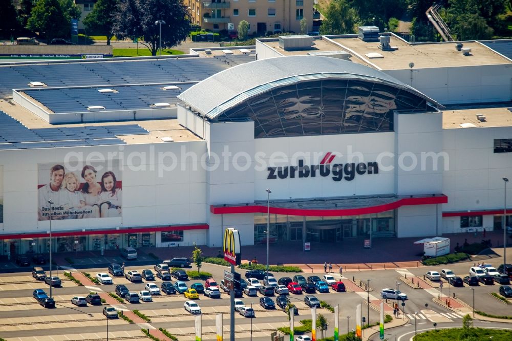 Aerial image Herne - Building of the store - furniture market Zurbrueggen Wohn-Zentrum GmbH & Co. KG in Herne in the state North Rhine-Westphalia