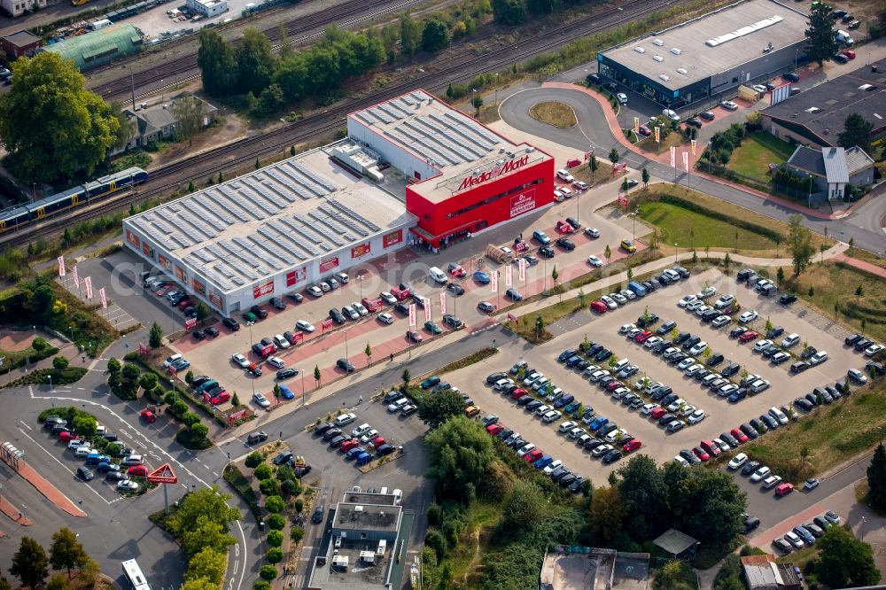 Dorsten from above - Media-Markt in Dorsten in the state North Rhine-Westphalia