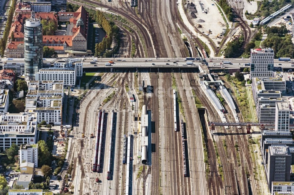 Aerial photograph München - City view of the city area around Donnersbergerbruecke in Munich in the state Bavaria, Germany