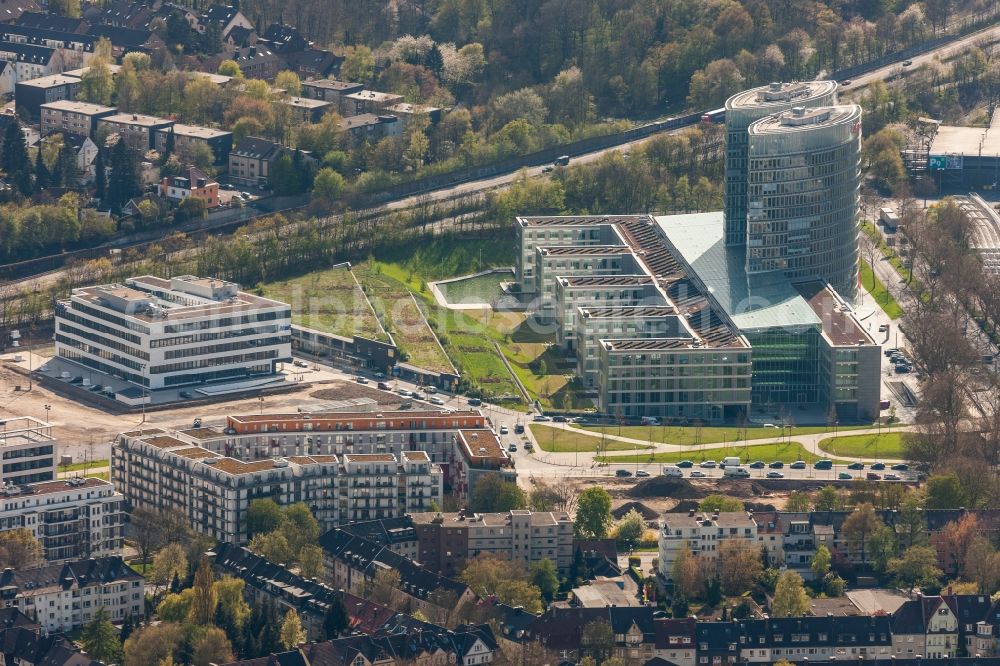 Aerial photograph Essen - Building the EON Ruhrgas Headquarters Essen