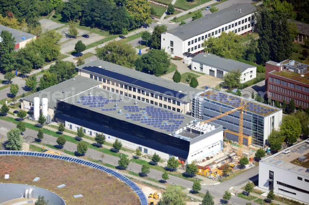 Berlin from above - Building of the Ferdinand-Braun-Institute in the street Gustav-Kirchhoff-Strasse in Berlin Adlershof