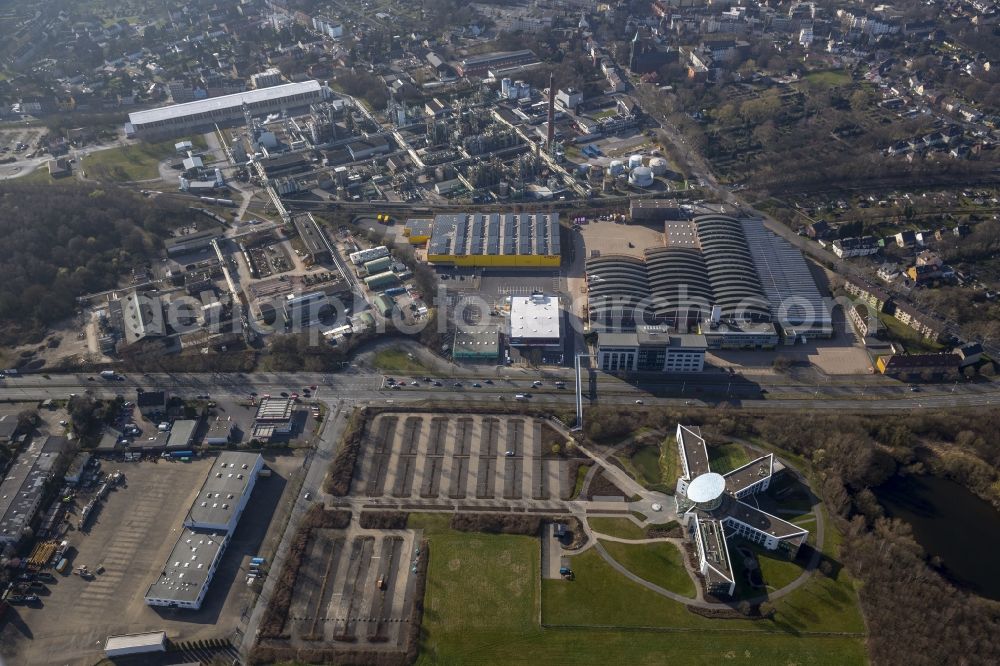 Bochum from the bird's eye view: Building the GEA headquarters in Hamme a district of Bochum in North Rhine-Westphalia