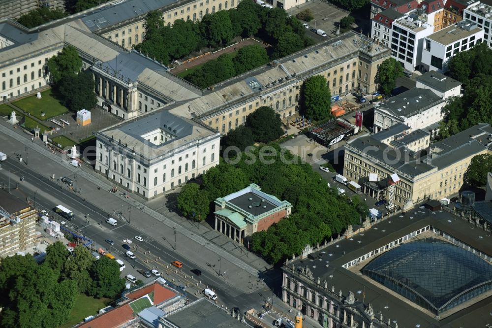 Berlin from the bird's eye view: Building of the memorial for the victims of war and despotism Neue Wache at Unter den Linden in the district Mitte in Berlin