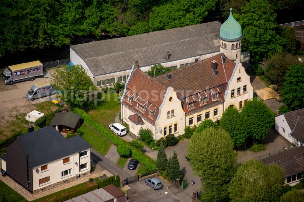 Hagen from the bird's eye view: Building of the parish hall of the evangelic lutheran community Haspe at Enneper street in Hagen in the state North Rhine-Westphalia