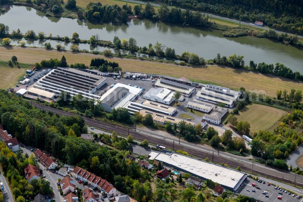 Aerial photograph Gemünden am Main - Building of the wholesale center of RG GmbH on Kesslerstrasse in the district Massenbuch in Gemuenden am Main in the state Bavaria, Germany