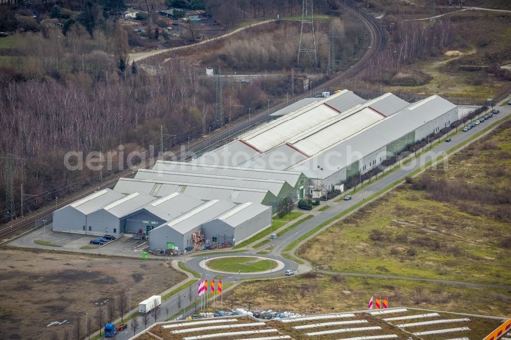 Oberhausen from the bird's eye view: Building of the wholesale center Landgard Cash & Carry Oberhausen on Brammenring in Oberhausen at Ruhrgebiet in the state North Rhine-Westphalia, Germany