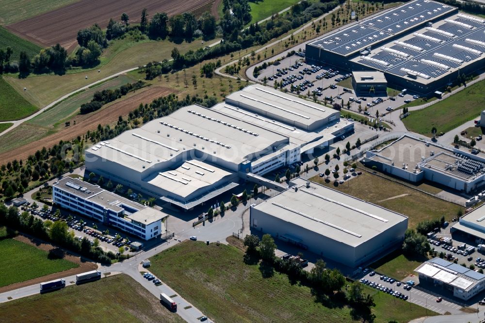 Aerial image Neuenstadt am Kocher - Building of the wholesale center of MS Motorservice Deutschland GmbH in the Wilhelm-Maybach-Strasse in Neuenstadt am Kocher in the state Baden-Wurttemberg, Germany