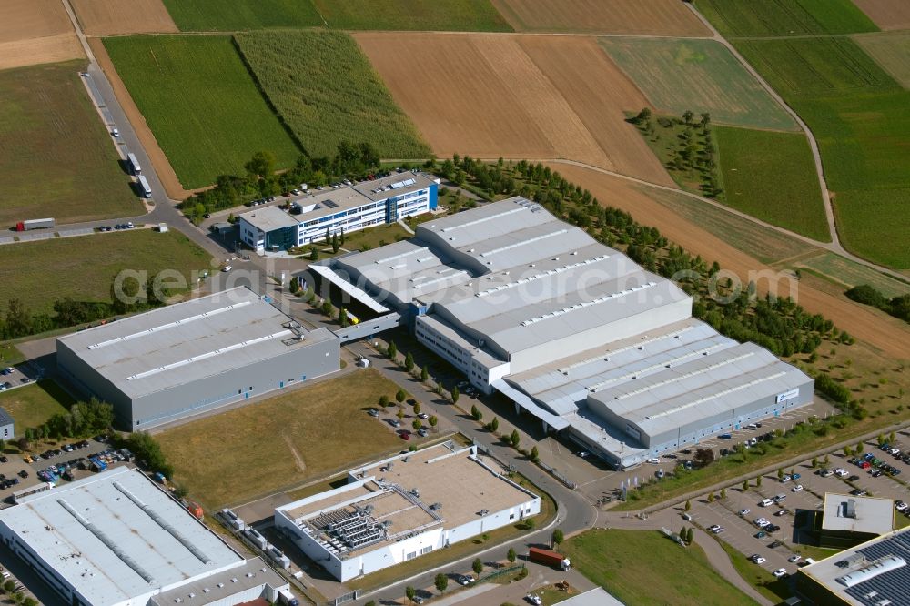 Neuenstadt am Kocher from above - Building of the wholesale center of MS Motorservice Deutschland GmbH in the Wilhelm-Maybach-Strasse in Neuenstadt am Kocher in the state Baden-Wurttemberg, Germany