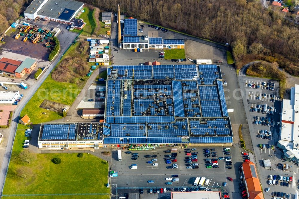 Aerial photograph Hamm - Building of the wholesale center of remaining stock Thomas Philipps Sonderposten on Roemerstrasse in the district Bockum-Hoevel in Hamm in the state North Rhine-Westphalia, Germany