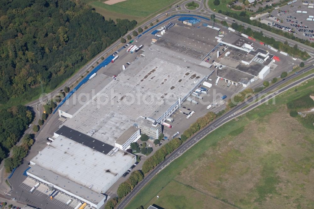 Aerial image Offenburg - Building of the wholesale center TREFF Discount GmbH in Offenburg in the state Baden-Wuerttemberg, Germany