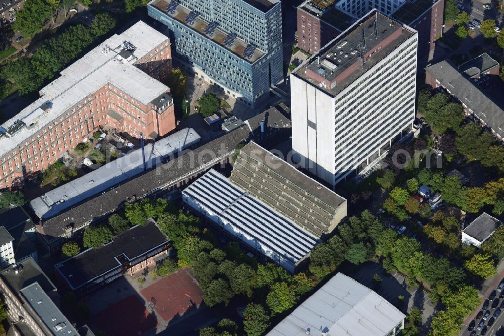 Aerial photograph Hamburg - Complex of buildings and campus of the University of Applied Sciences Hamburg in the district of St. Georg in Hamburg