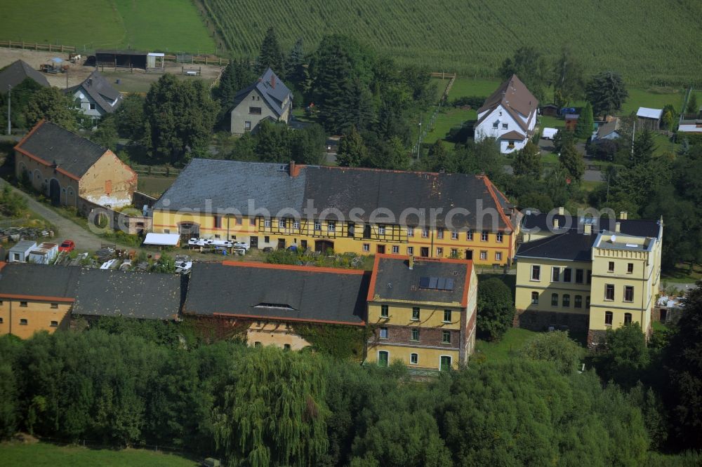 Altenhain from above - Building and yard of the Castle Altenhain in Altenhain in the state Saxony