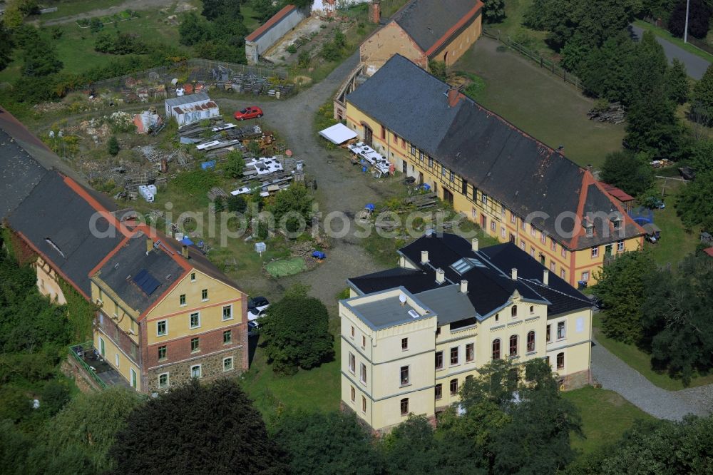 Altenhain from above - Building and yard of the Castle Schloss Altenhain in Altenhain in the state Saxony