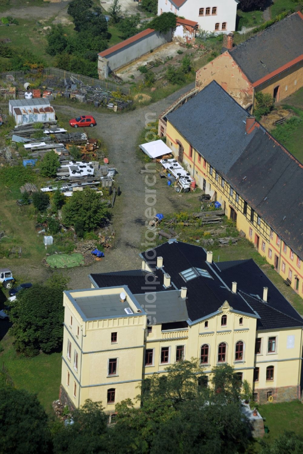 Altenhain from the bird's eye view: Building and yard of the Castle Schloss Altenhain in Altenhain in the state Saxony