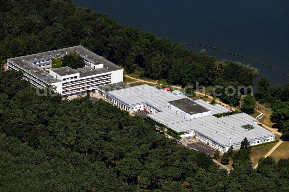 Berlin from above - Building of Hotel Mueggelsee on Mueggelsee in Berlin