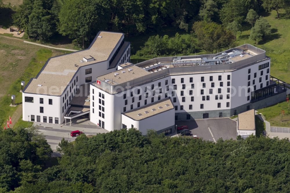 Sprockhoevel from above - Building the training center of the IG Metall union in Sprockhoevel in North Rhine-Westphalia