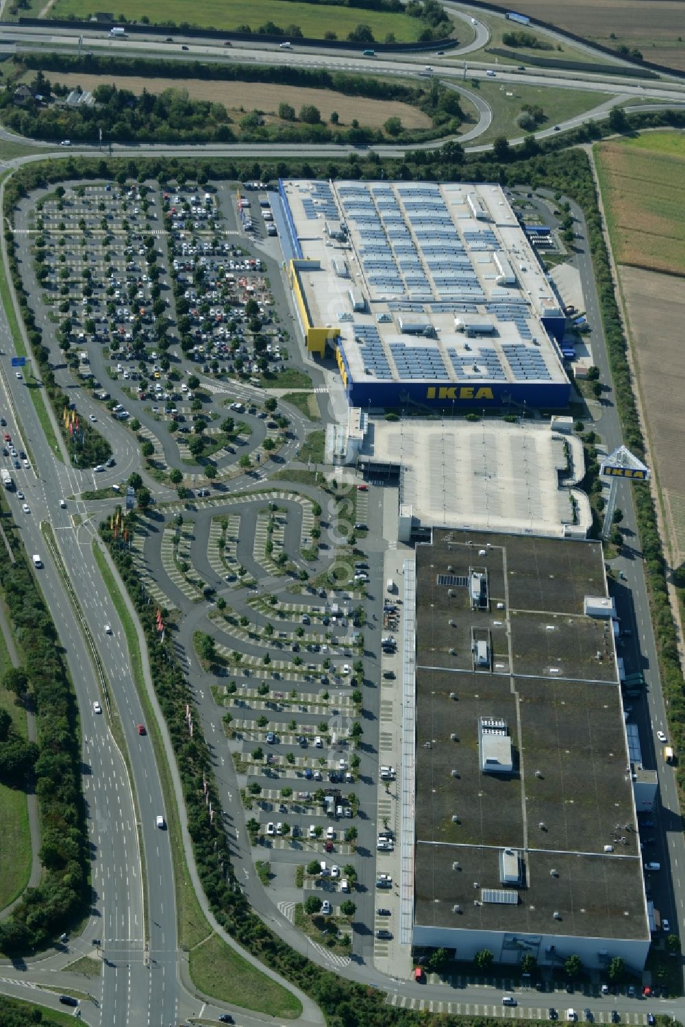 Aerial image Mannheim - Building of the store - furniture market IKEA Einrichtungshaus Mannheim in Mannheim in the state Baden-Wuerttemberg