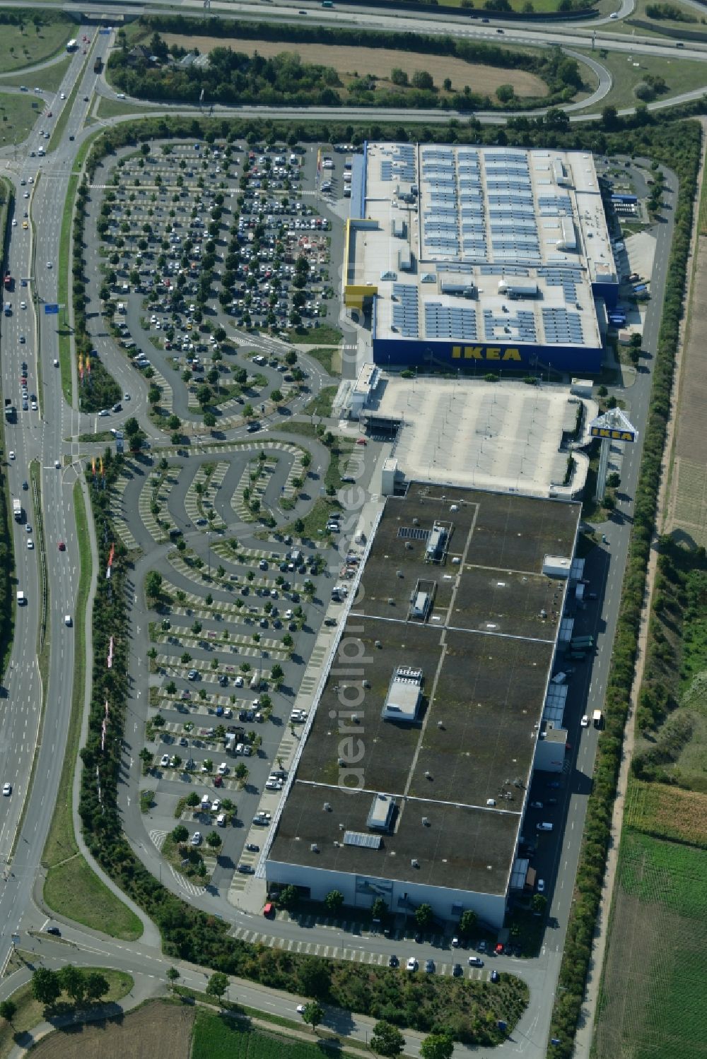 Aerial photograph Mannheim - Building of the store - furniture market IKEA Einrichtungshaus Mannheim in Mannheim in the state Baden-Wuerttemberg