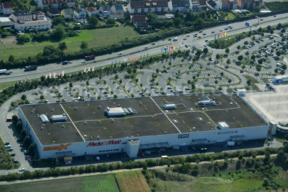 Mannheim from the bird's eye view: Building of the store - furniture market IKEA Einrichtungshaus Mannheim in Mannheim in the state Baden-Wuerttemberg