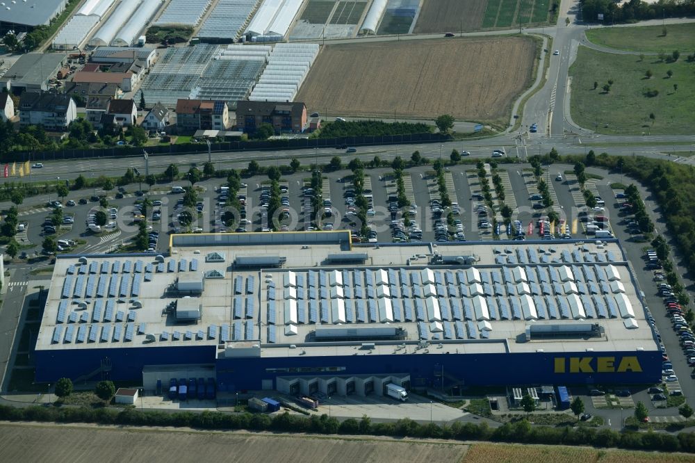 Mannheim from above - Building of the store - furniture market IKEA Einrichtungshaus Mannheim in Mannheim in the state Baden-Wuerttemberg