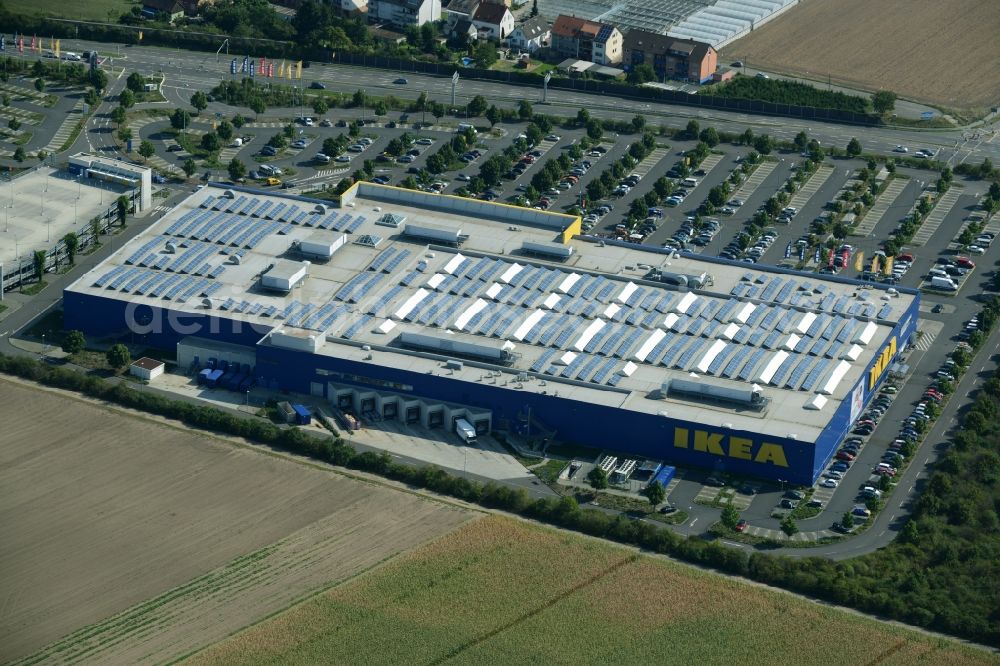 Mannheim from the bird's eye view: Building of the store - furniture market IKEA Einrichtungshaus Mannheim in Mannheim in the state Baden-Wuerttemberg