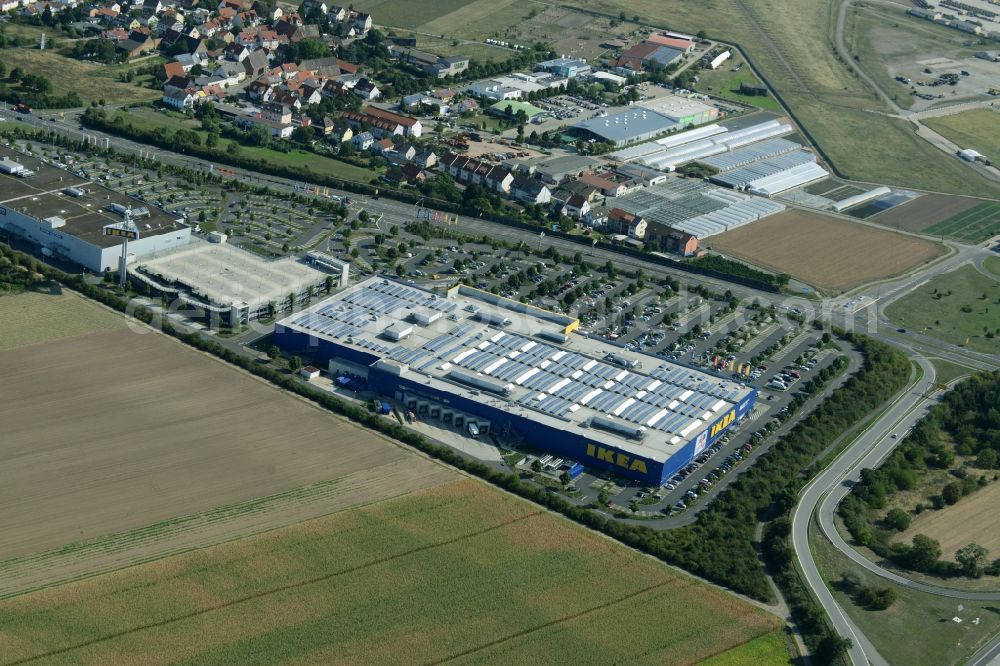 Aerial image Mannheim - Building of the store - furniture market IKEA Einrichtungshaus Mannheim in Mannheim in the state Baden-Wuerttemberg